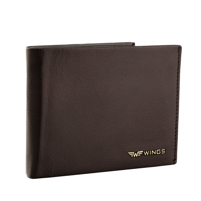 Męski portfel WINGS z naturalnej skóry koziej Brown