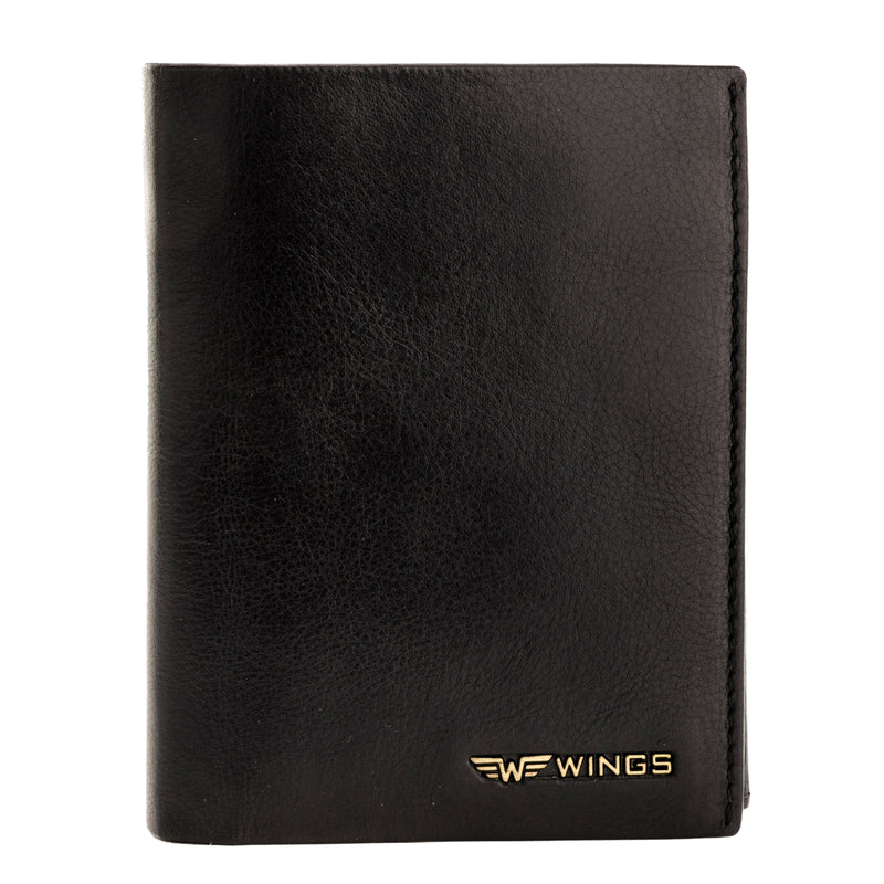 WINGS Męski portfel ze skóry bydlęcej Black