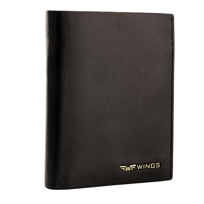 WINGS Męski portfel ze skóry bydlęcej Black