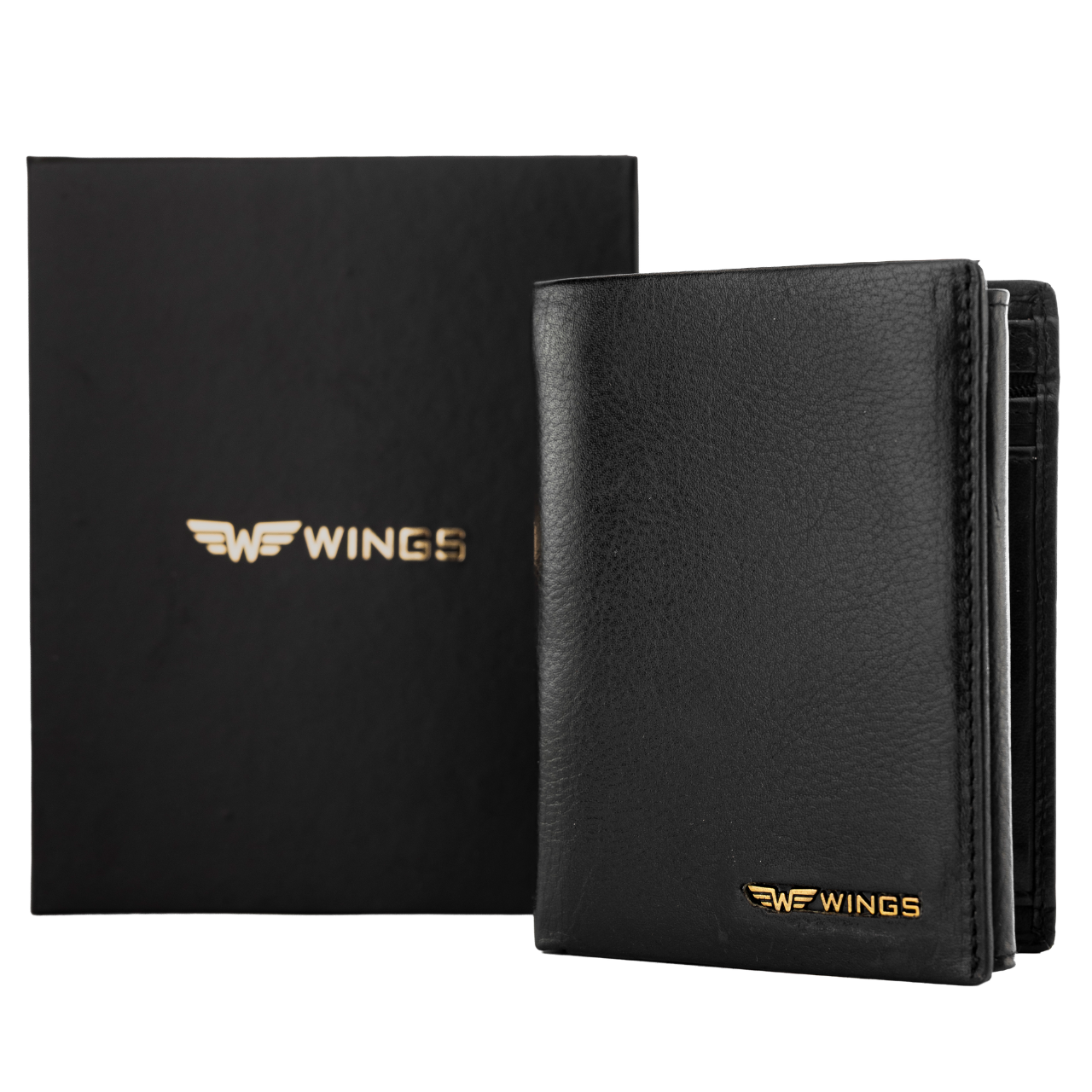 WINGS Męski portfel ze skóry bydlęcej Black