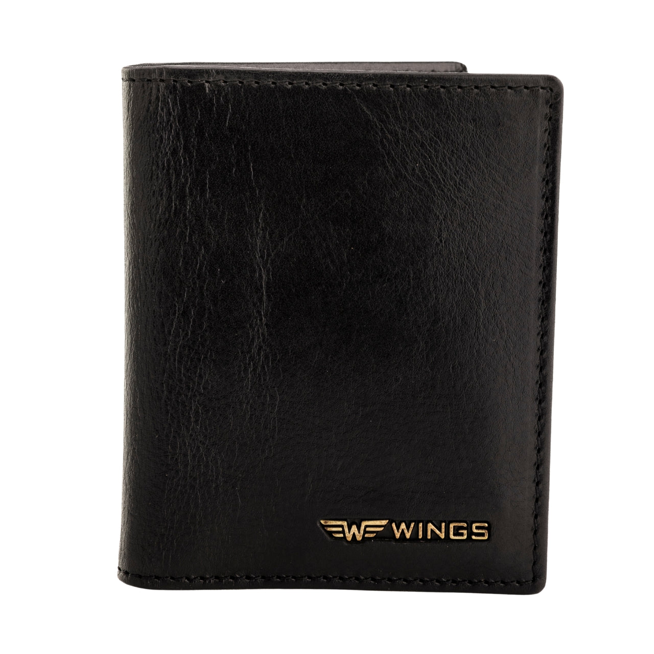 WINGS Cardholder z gładkiej naturalnej skóry bydlęcej Black