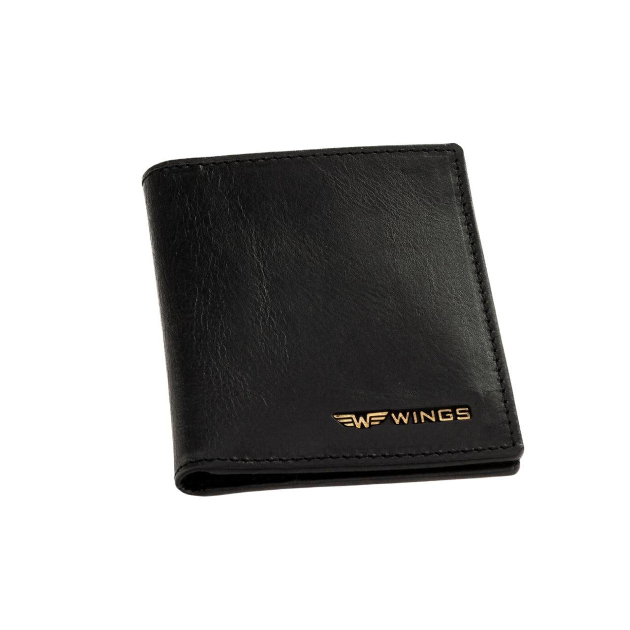 WINGS Cardholder z gładkiej naturalnej skóry bydlęcej Black