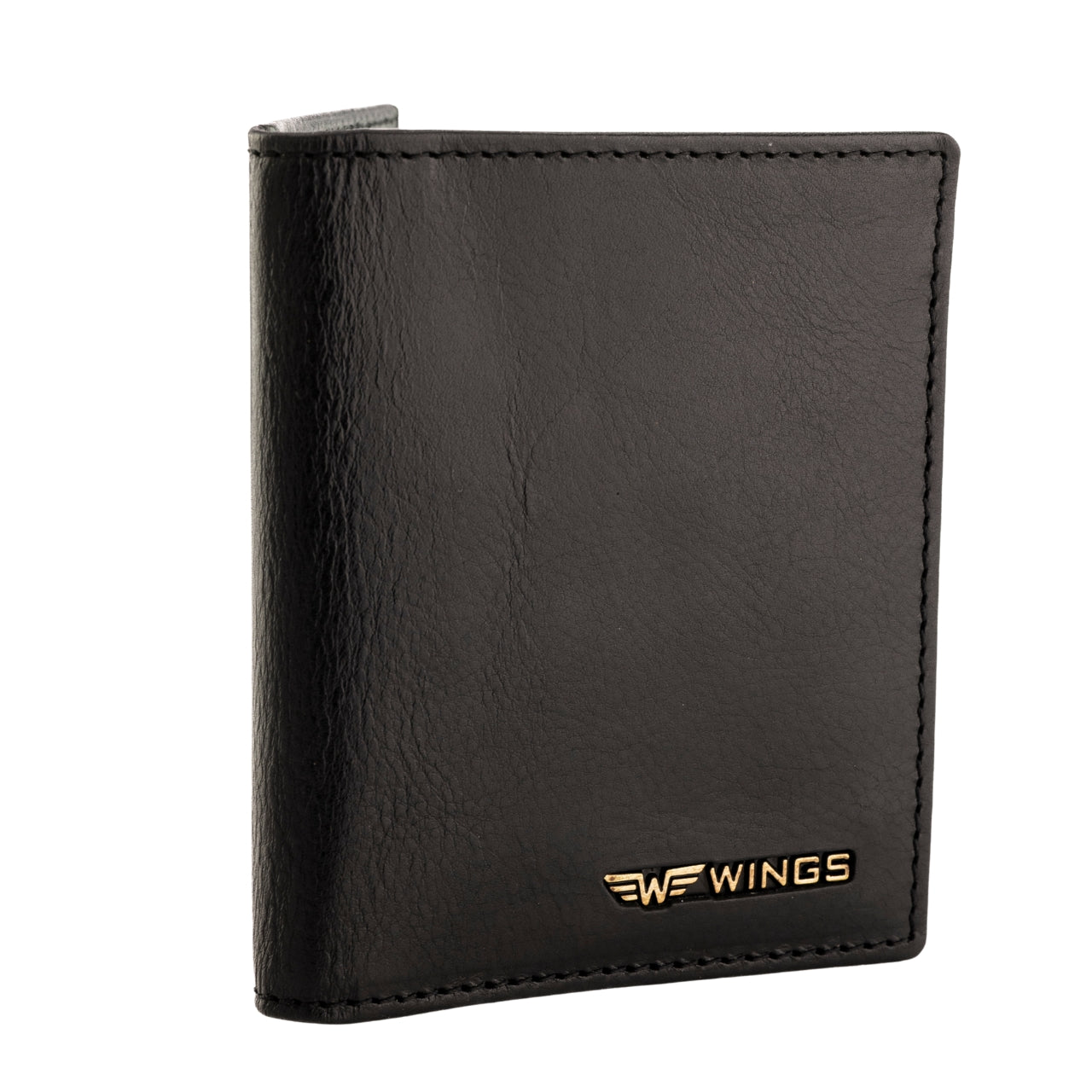 WINGS Cardholder z gładkiej naturalnej skóry bydlęcej Black