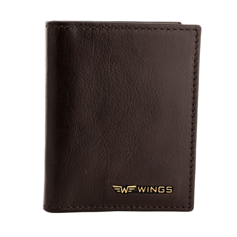WINGS Cardholder z gładkiej naturalnej skóry bydlęcej Brown