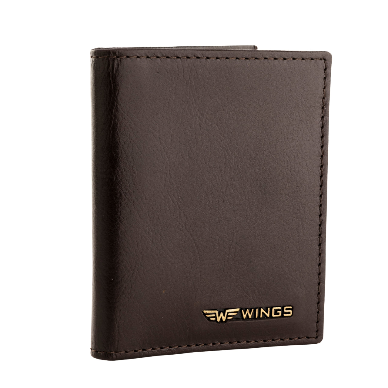 WINGS Cardholder z gładkiej naturalnej skóry bydlęcej Brown
