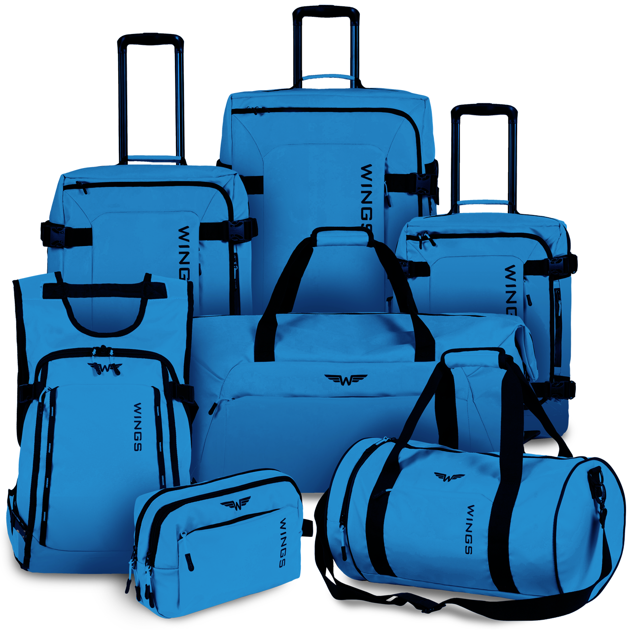 WINGS Komplet walizek miękkich 7w1 ROOK blue