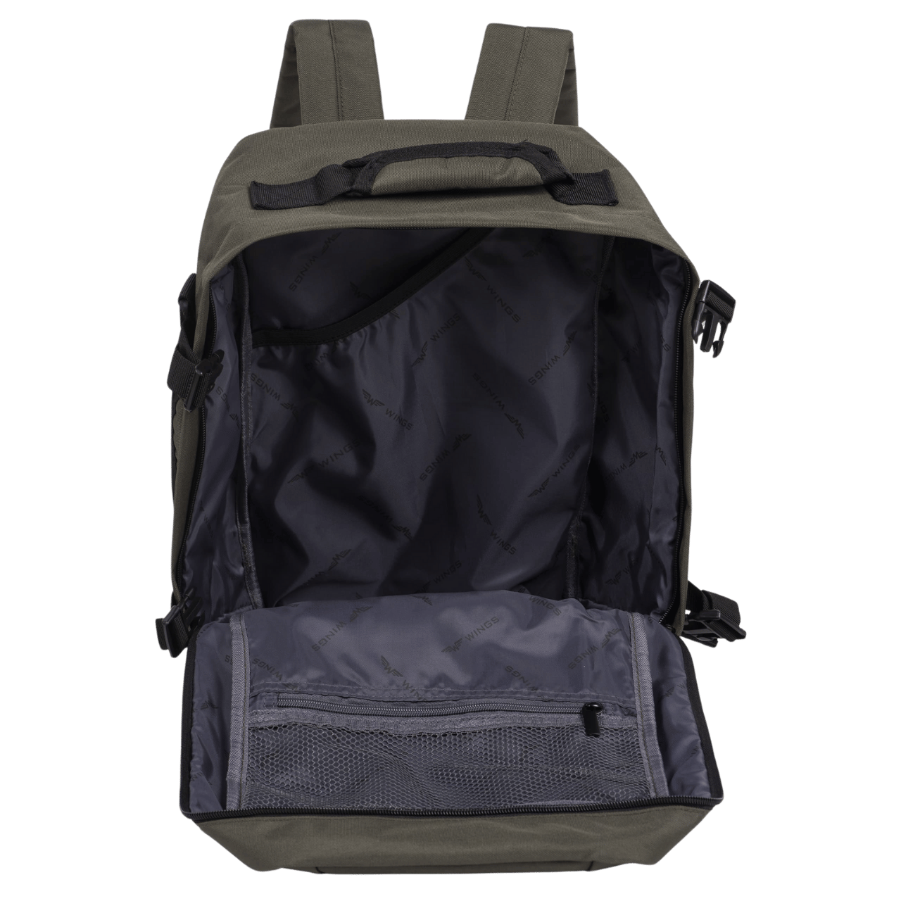 WINGS Komplet podróżny 2w1 plecak + walizka S 20" PARTRIGE Dark Green