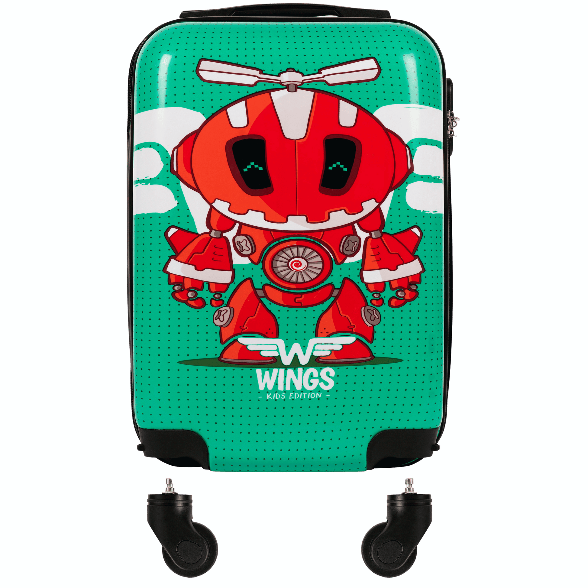 WALIZKA KIDS KABINOWA TWARDA WINGS GREEN ROBOT XS 18" KIDS COLLECTION