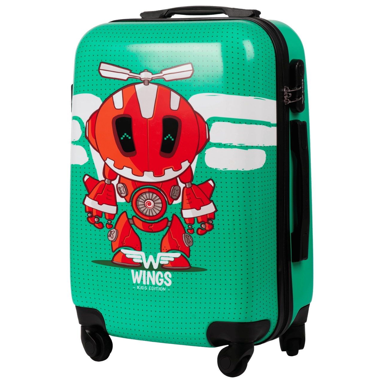 WALIZKA KIDS KABINOWA TWARDA WINGS GREEN ROBOT S 20"