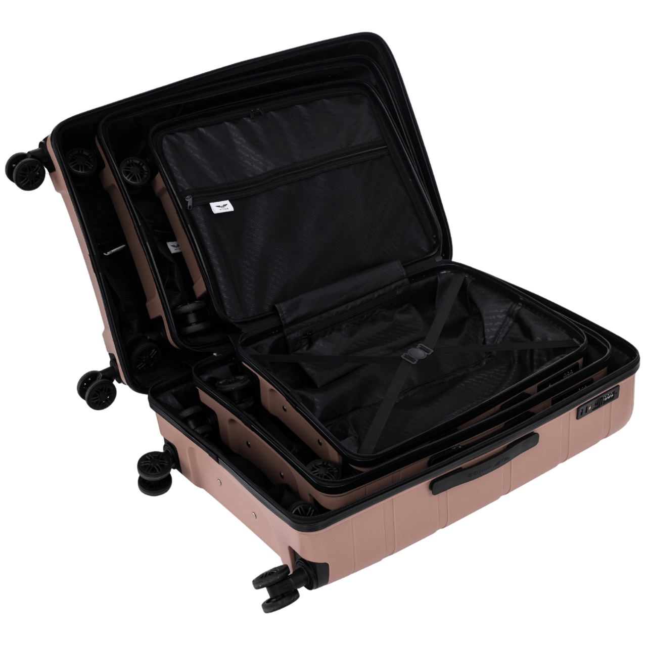 Komplet 3 walizek Wings HAWFINCH 2.0  polipropylen ROSE GOLD HAWFINCH COLLECTION