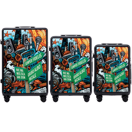 Komplet 3 WALIZEK Wings ABS+ Customized Tuse Pih  BLACK