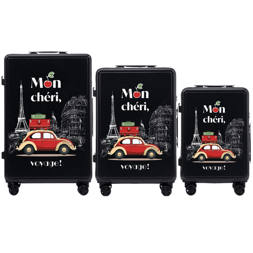 Komplet 3 WALIZEK Wings ABS+ Customized BLACK MON CHERI