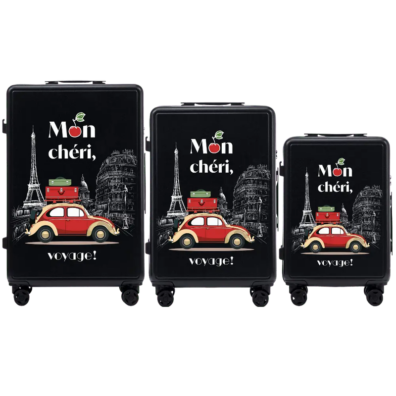 Komplet 3 WALIZEK Wings ABS+ Customized BLACK MON CHERI