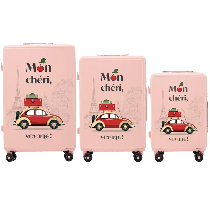 Komplet 3 WALIZEK Wings ABS+ Customized SOFT PINK MON CHERI