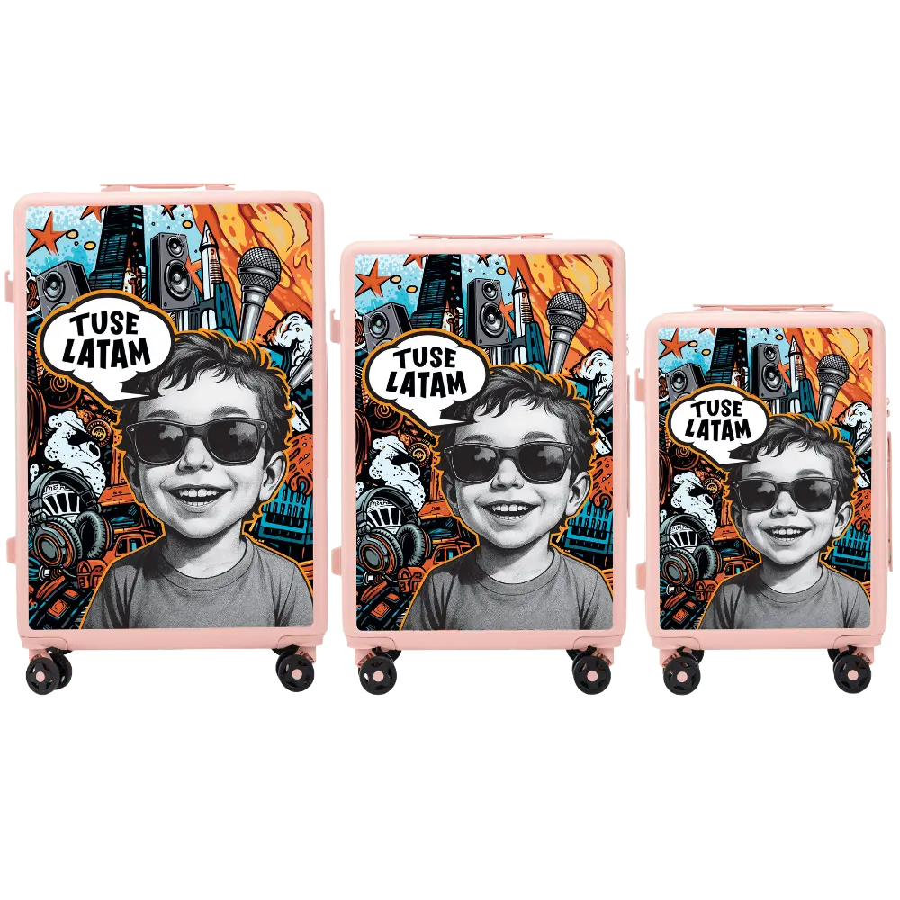 Komplet 3 WALIZEK Wings x TUSE Customized BOY SOFT PINK customized