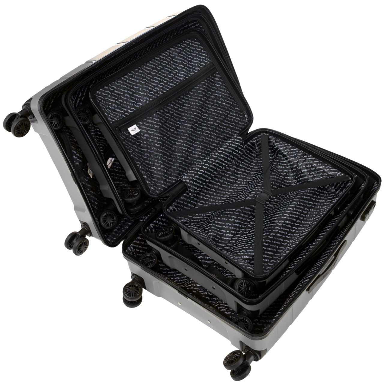 Komplet 3 walizek Wings HAWFINCH 3.0 polipropylen DARK GREY