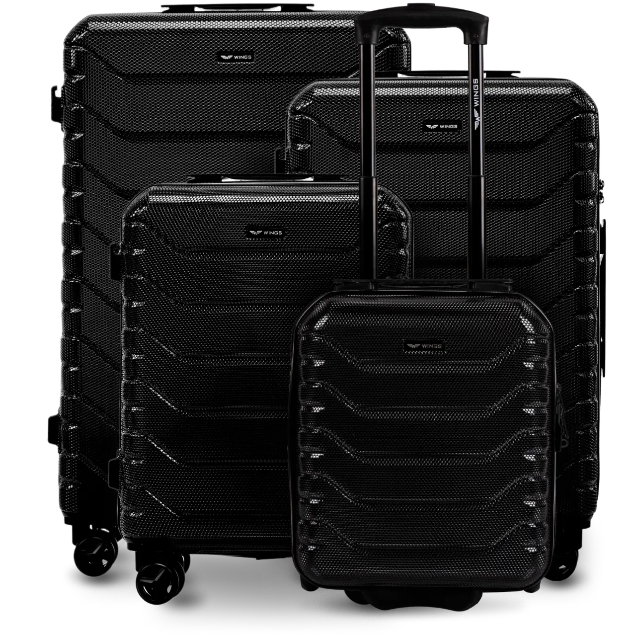 Zestaw 4 walizek Wings CRAKE POLICARBON 100% BLACK CRAKE COLLECTION