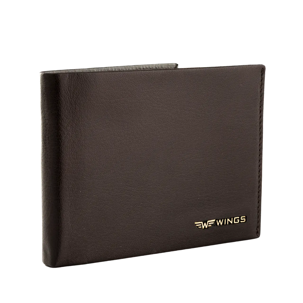 WINGS Męski portfel ze skóry naturalnej z odchylaną klapką Brown LEATHER COLLECTION