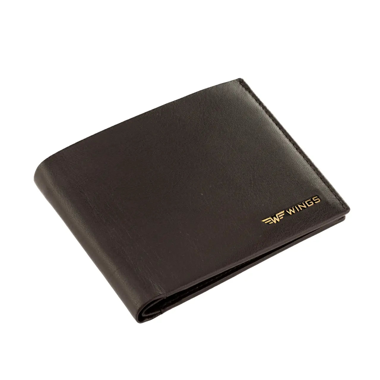 WINGS Męski portfel ze skóry naturalnej z odchylaną klapką Brown LEATHER COLLECTION