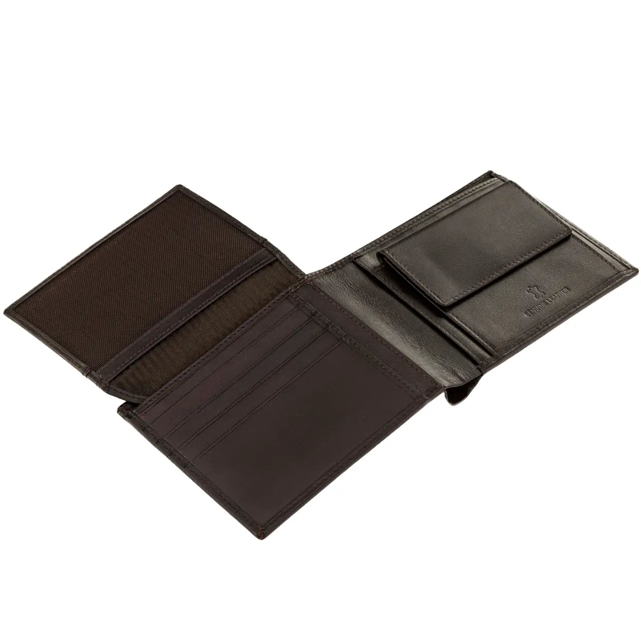 WINGS Męski portfel ze skóry naturalnej z odchylaną klapką Brown LEATHER COLLECTION