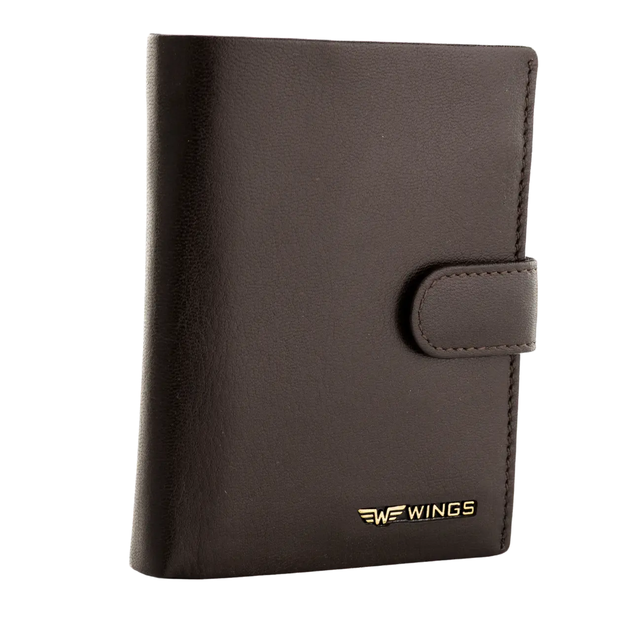WINGS Męski portfel ze skóry naturalnej zapinany Brown LEATHER COLLECTION