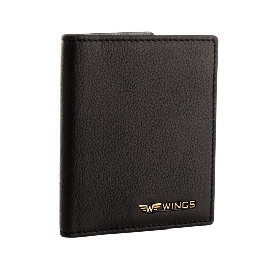 WINGS Cardholder ze skóry naturalnej Black