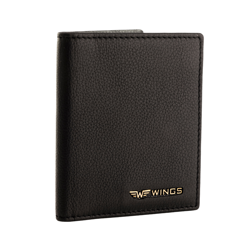 WINGS Cardholder ze skóry naturalnej Black