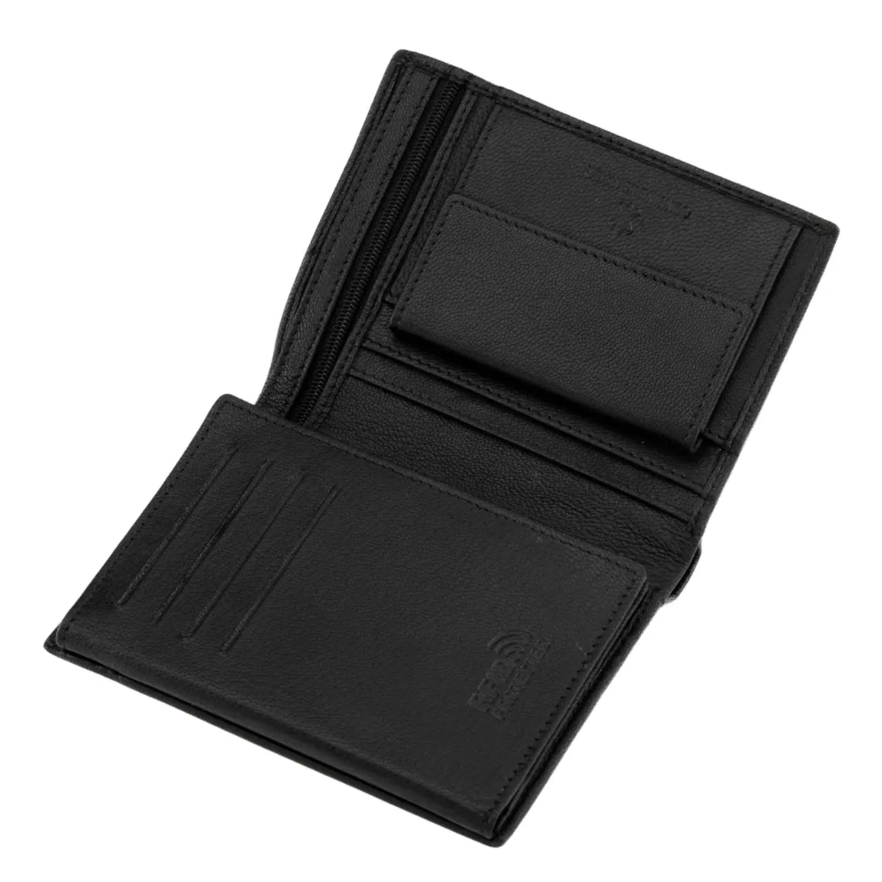 WINGS Męski portfel ze skóry naturalnej Black LEATHER COLLECTION