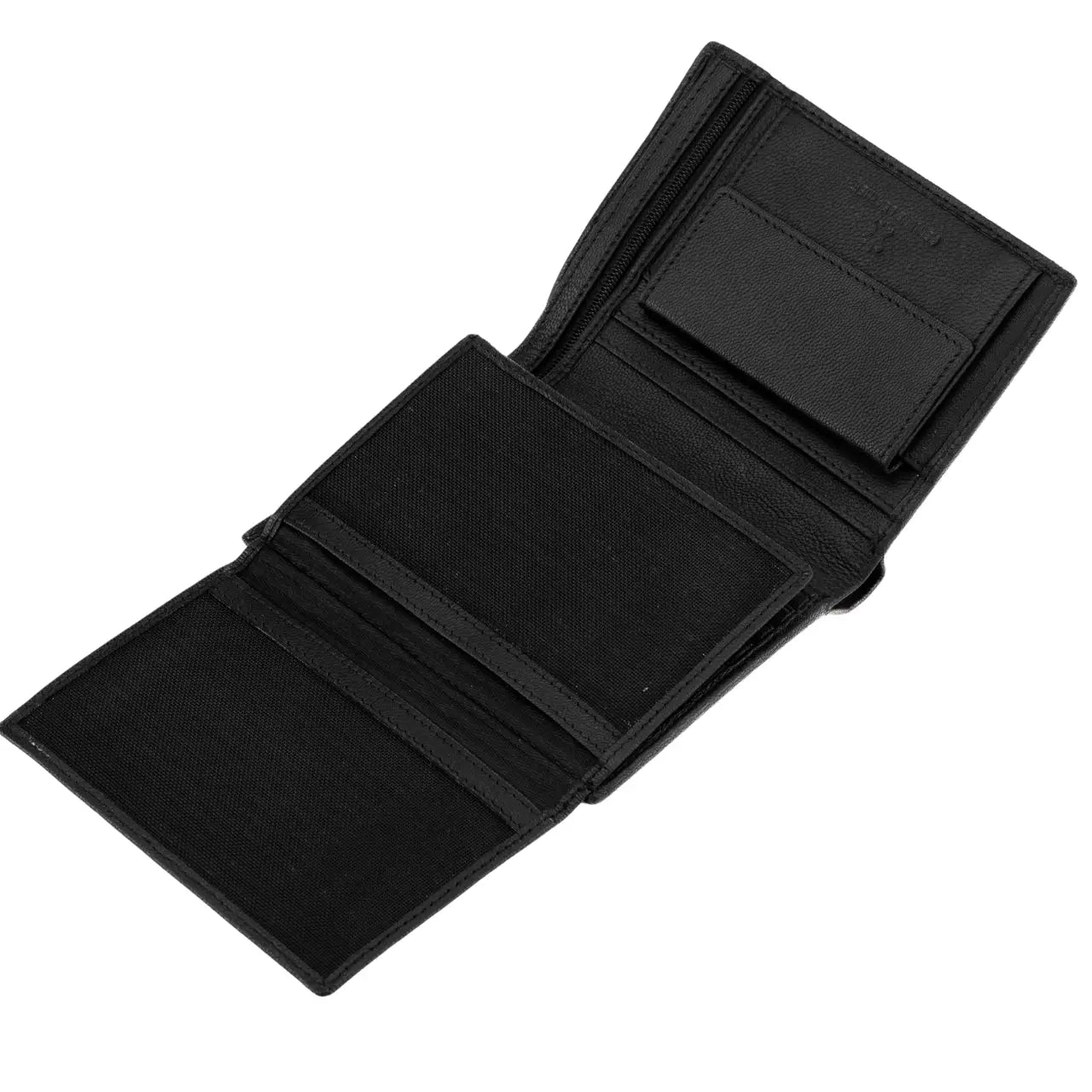 WINGS Męski portfel ze skóry naturalnej Black LEATHER COLLECTION