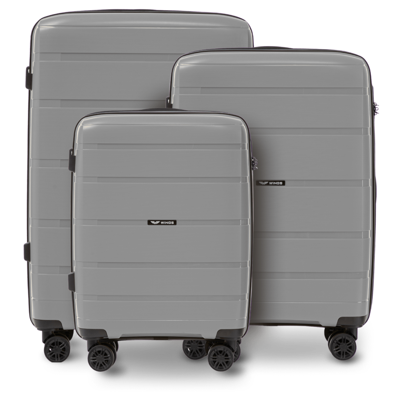 Komplet 3 walizek Wings HAWFINCH 3.0 polipropylen DARK GREY