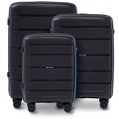 Komplet 3 walizek Wings HAWFINCH 3.0 polipropylen BLACK