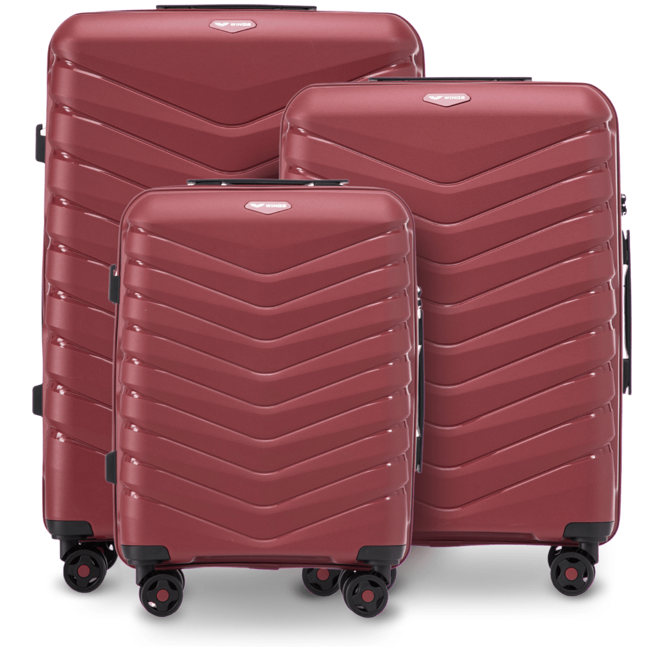Zestaw 3 walizek Wings PHOENIX polipropylen WINE RED PHOENIX COLLECTION