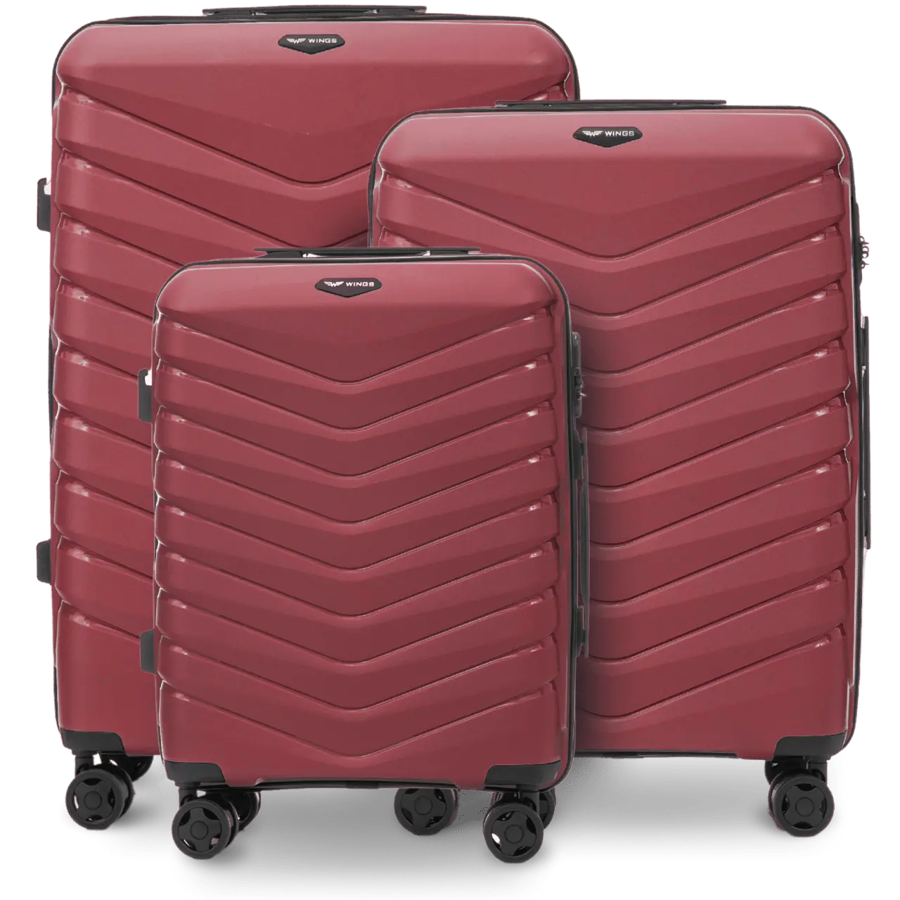 Zestaw 3 walizek Wings PHOENIX 2.0 polipropylen BURGUNDY PHOENIX COLLECTION