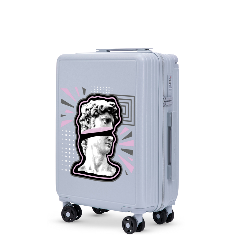 Walizka kabinowa Wings ABS+ 20" Customized  PASTEL BLUE POPIERSIE