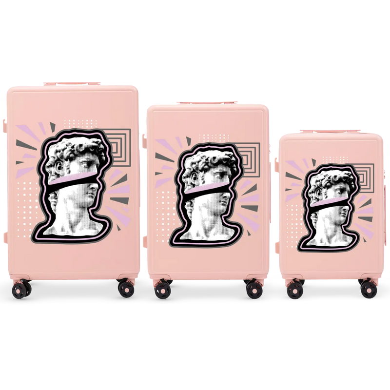 Komplet 3 WALIZEK Wings ABS+ Customized SOFT PINK POPIERSIE
