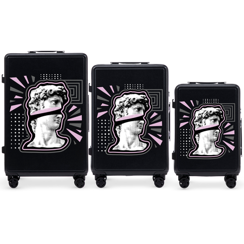 Komplet 3 WALIZEK Wings ABS+ Customized BLACK POPIERSIE