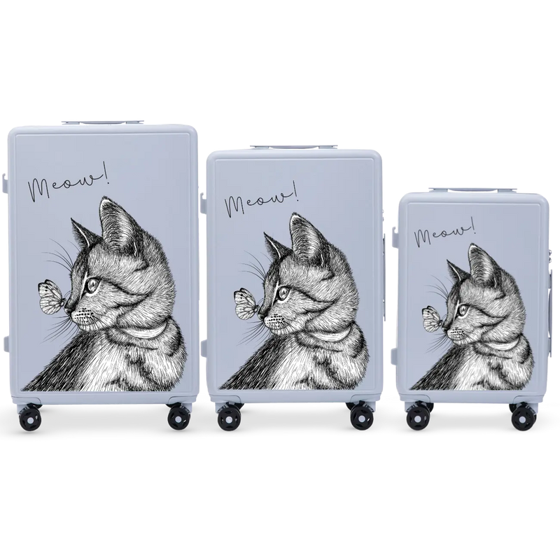 Komplet 3 WALIZEK Wings ABS+ Customized PASTEL BLUE MEOW