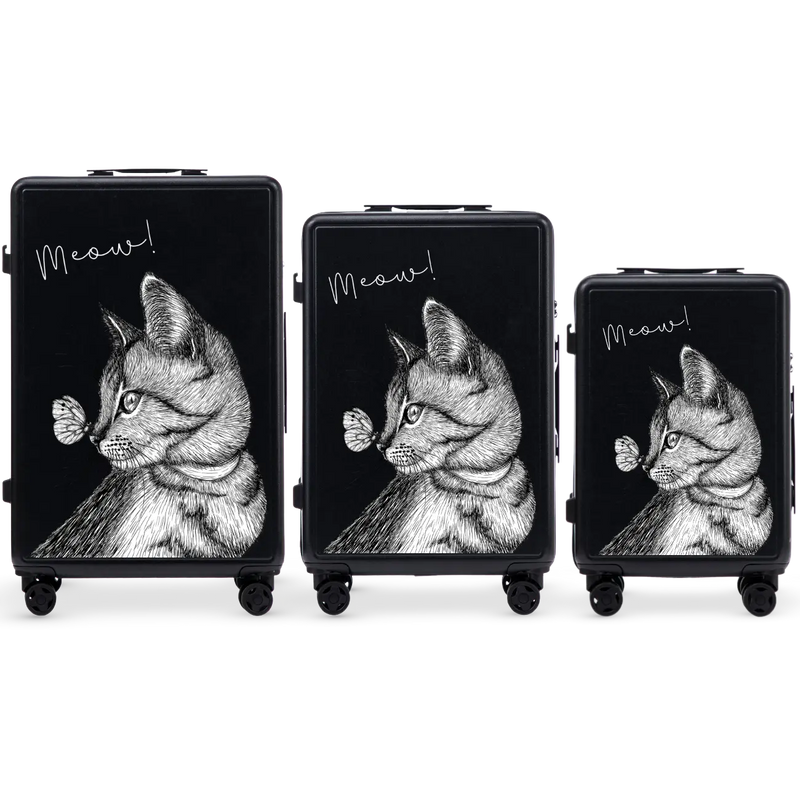 Komplet 3 WALIZEK Wings ABS+ Customized BLACK MEOW
