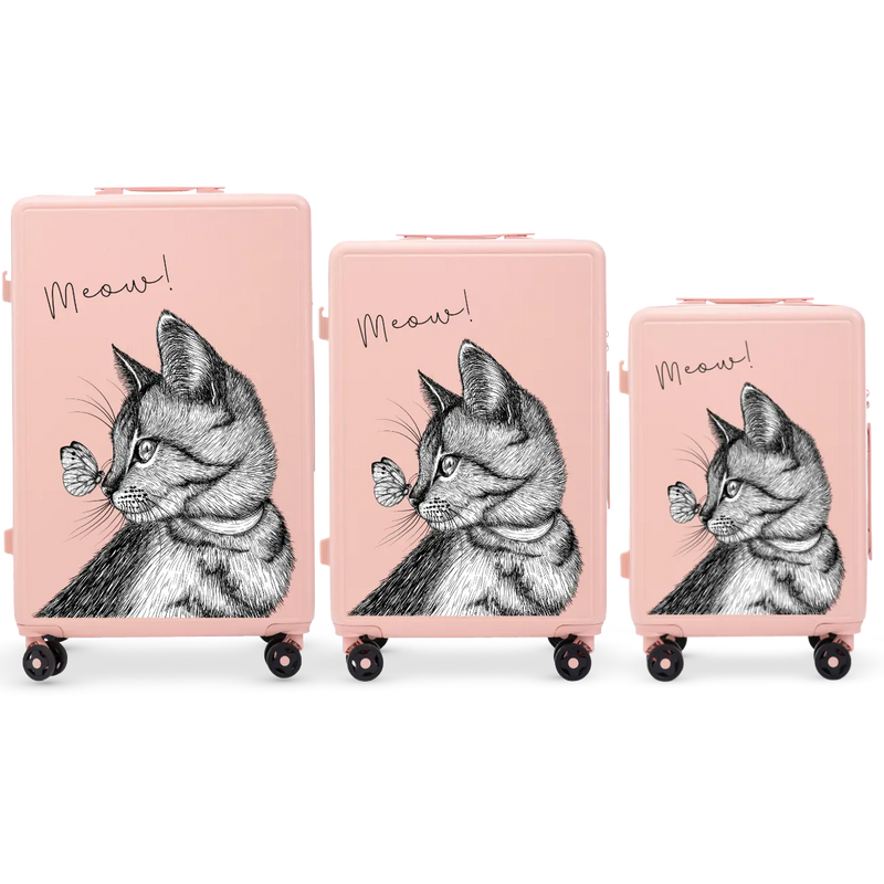 Komplet 3 WALIZEK Wings ABS+ Customized SOFT PINK MEOW