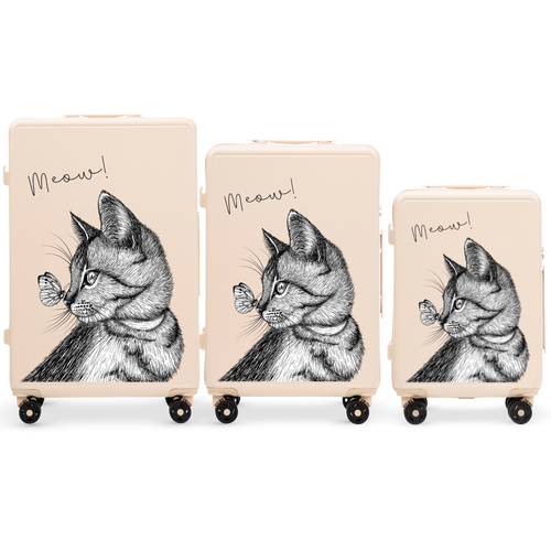 Komplet 3 WALIZEK Wings ABS+ Customized DIRTY WHITE MEOW