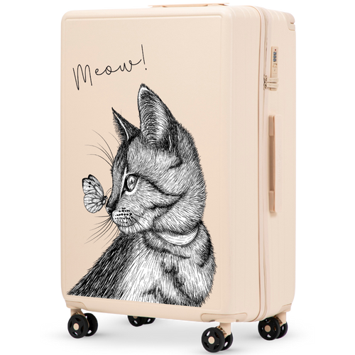 Walizka duża Wings ABS+ 28" Customized DIRTY WHITE MEOW