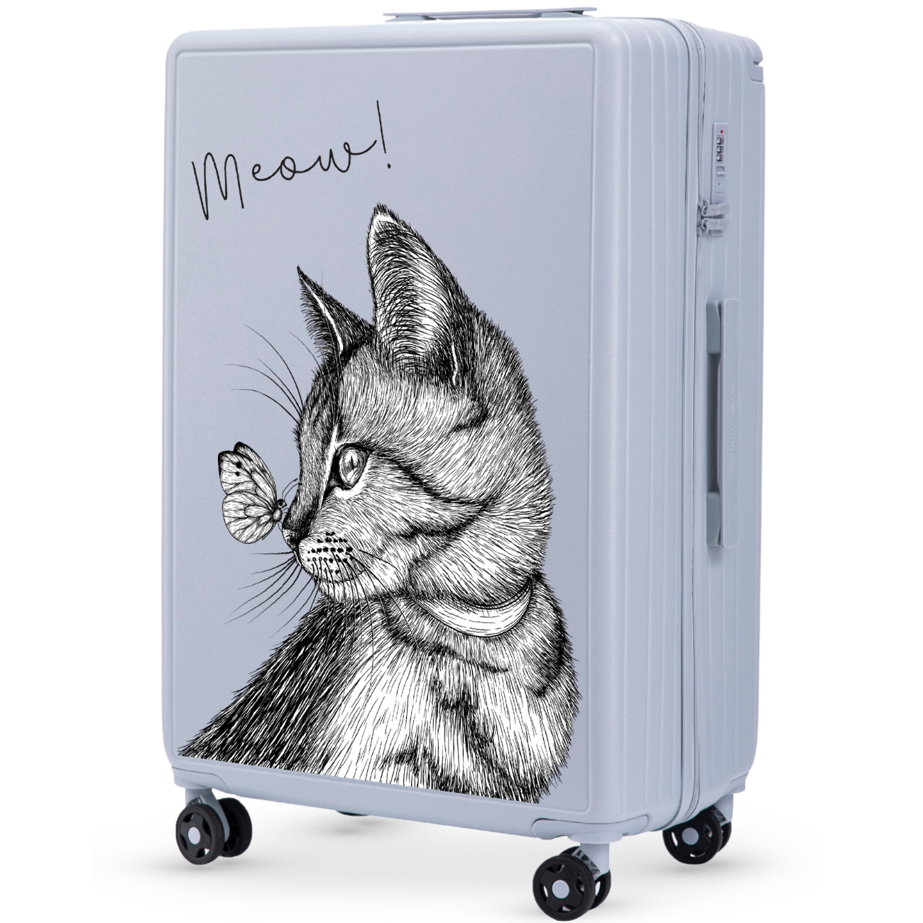 Walizka duża Wings ABS+ 28" Customized PASTEL BLUE MEOW