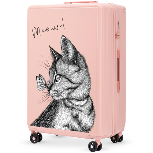 Walizka duża Wings ABS+ 28" Customized SOFT PINK MEOW