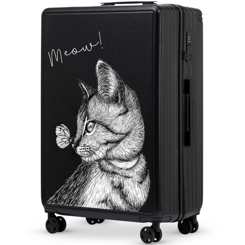 Walizka duża Wings ABS+ 28" Customized BLACK MEOW