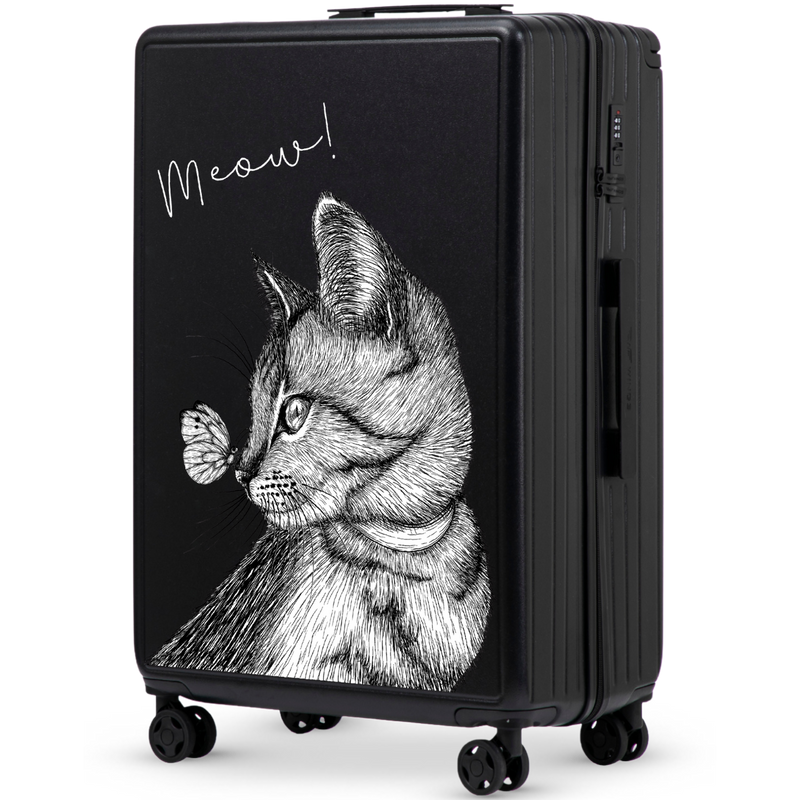 Walizka duża Wings ABS+ 28" Customized BLACK MEOW