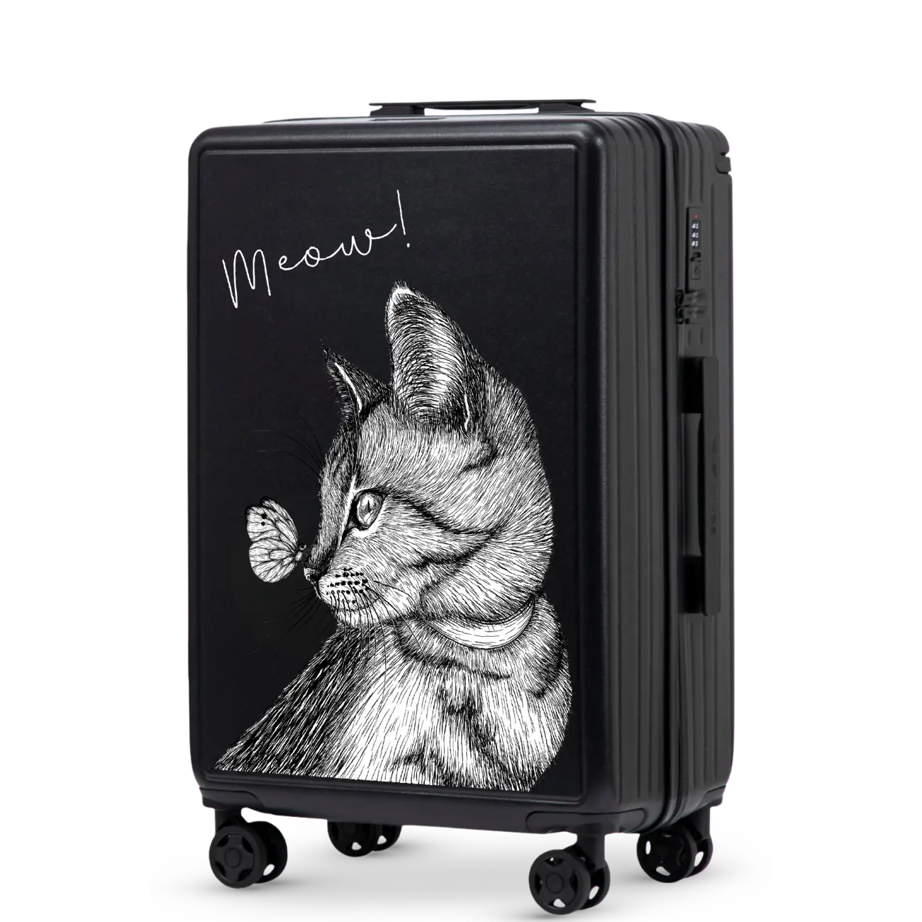 Walizka średnia Wings ABS+ 24" Customized BLACK MEOW customized