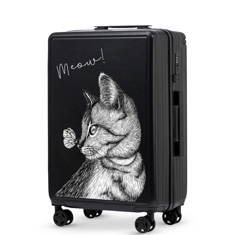 Walizka średnia Wings ABS+ 24" Customized BLACK MEOW