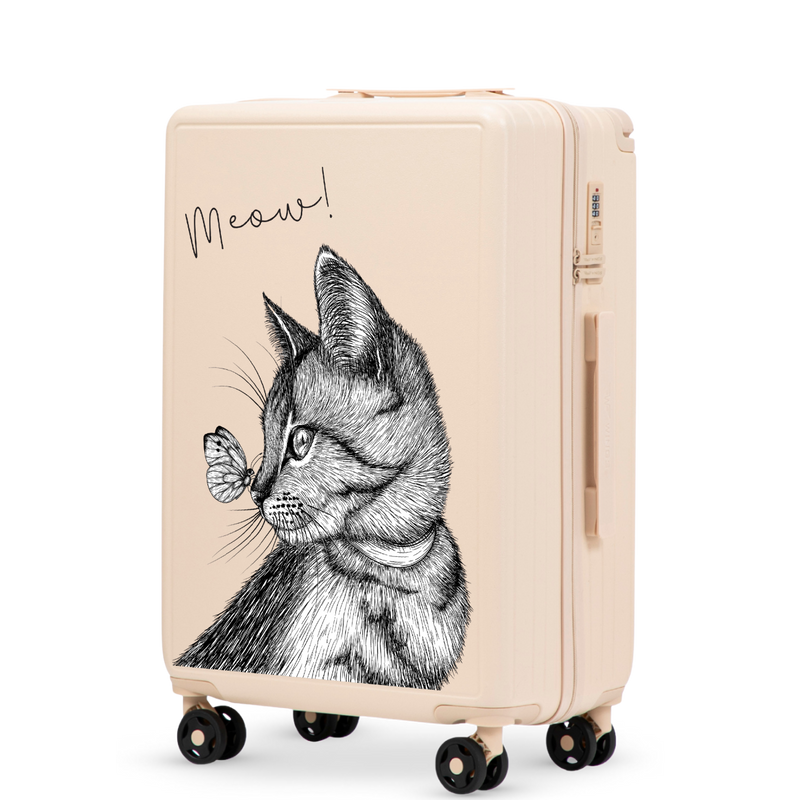 Walizka średnia Wings ABS+ 24" Customized DIRTY WHITE MEOW