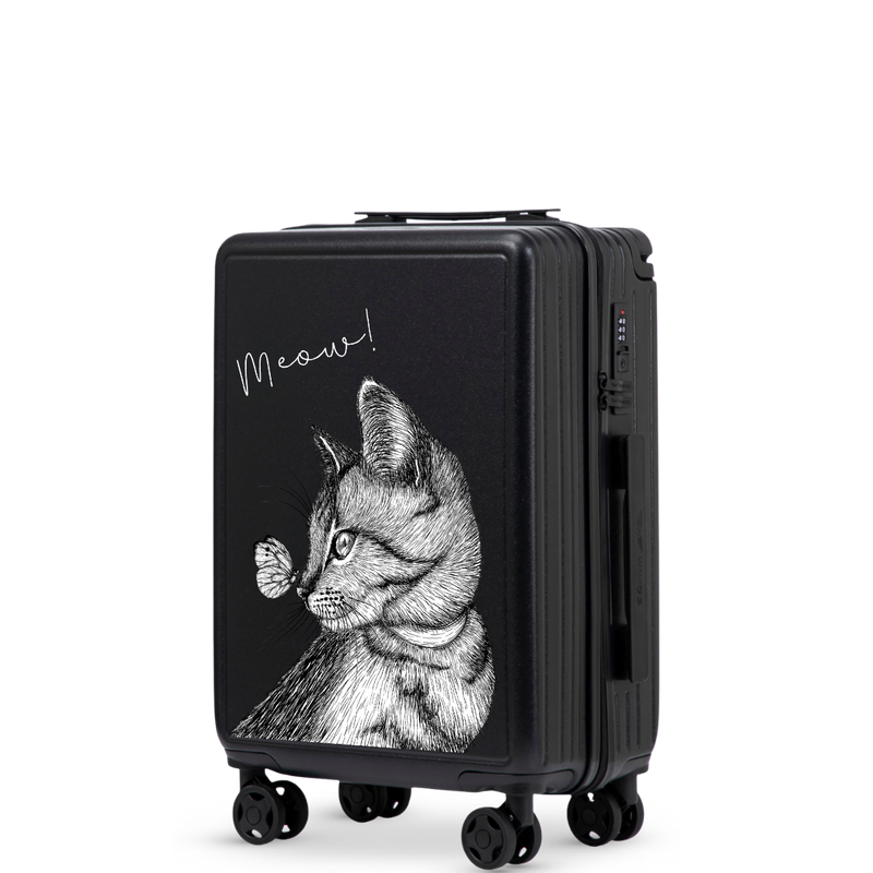 Walizka kabinowa Wings ABS+ 20" Customized BLACK MEOW