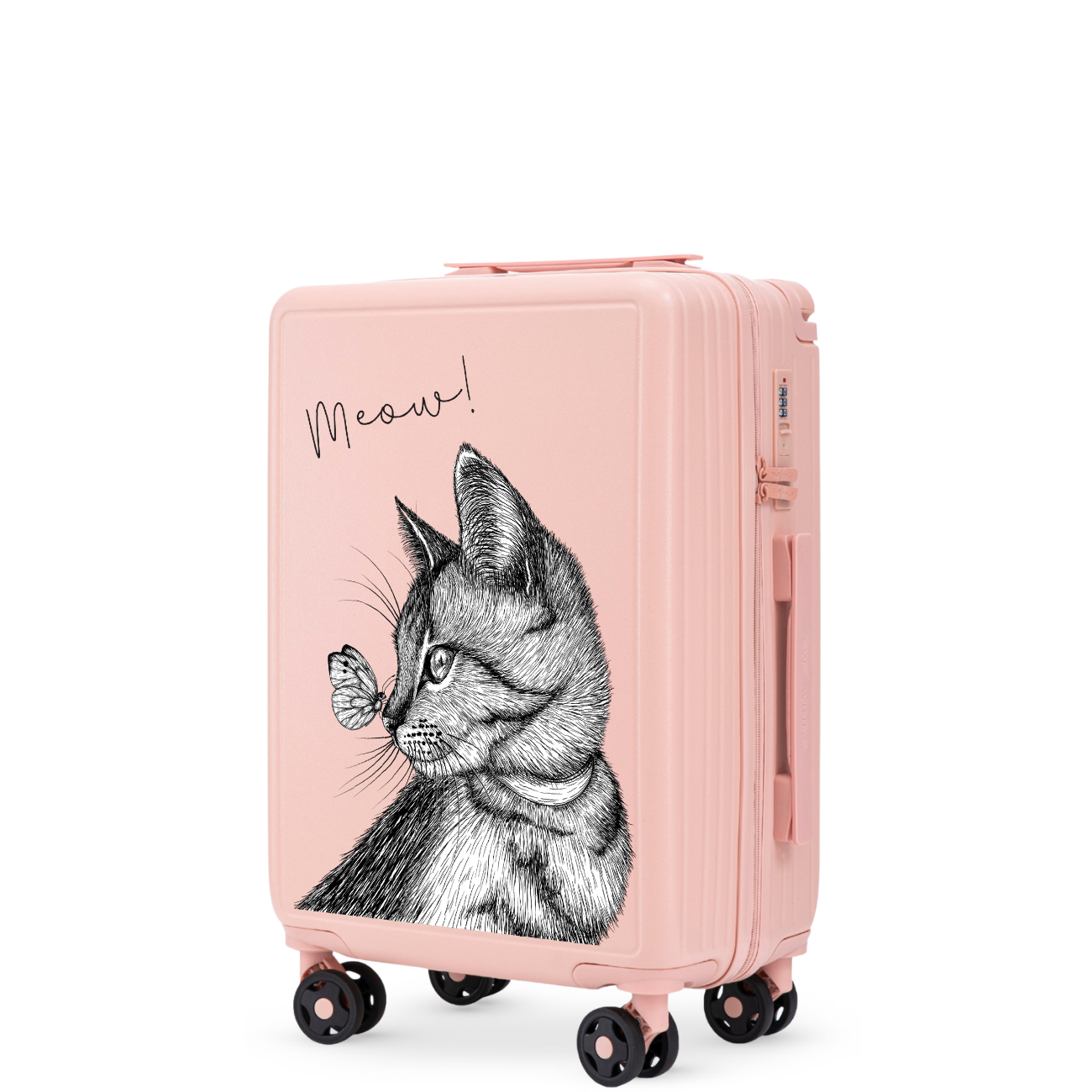 Walizka kabinowa Wings ABS+ 20" Customized SOFT PINK MEOW customized